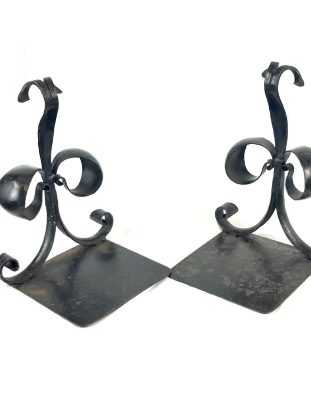 Antique Fleur De Lis Bookends for Large Volumes French Hand Forged Iron